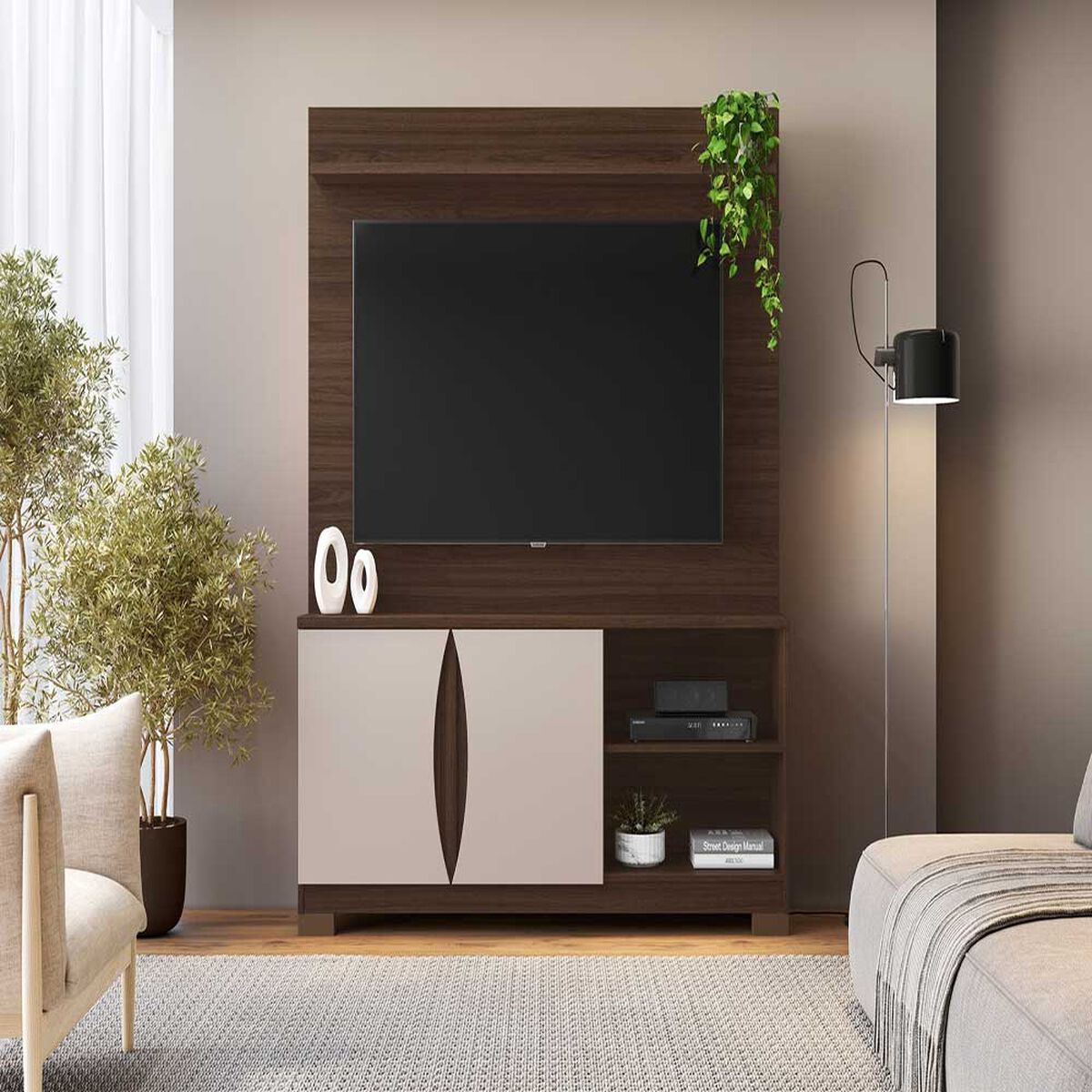 Centro Entretenimiento Almore Budapest Hasta 70" Café y Off White