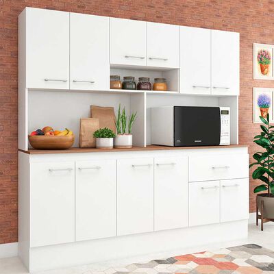 Mueble de Cocina Vekkahome White 1 Caj&oacute;n 12 Puertas Caf&eacute;