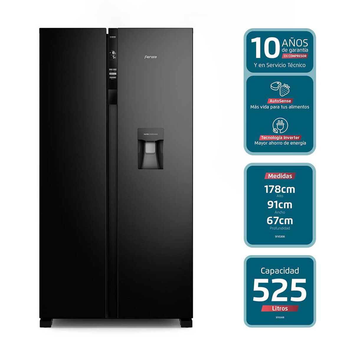 Refrigerador Side by Side Fensa SFX530B 525 lts