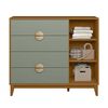 Cómoda Vekkahome Ipe 4 Cajones 1 Puerta Café Verde