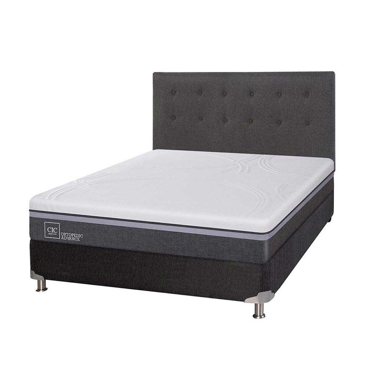 Box Spring CIC 2 Plazas Ortopedic Advance + Respaldo Eufrates