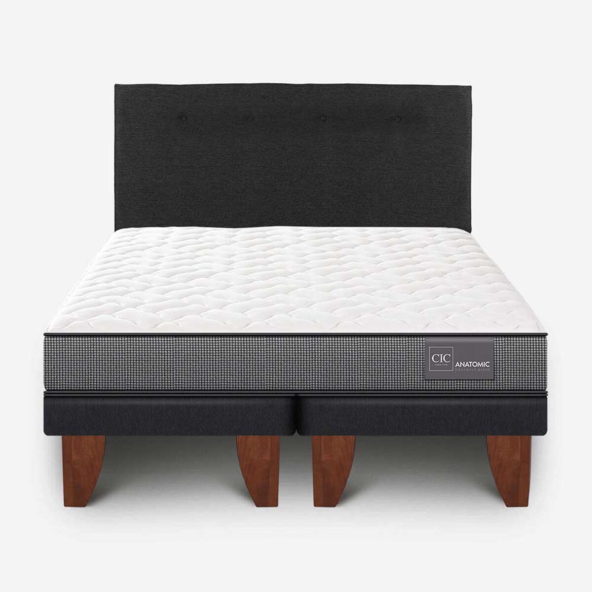 Cama Europea CIC 2 Plazas Anatomic Base Dividida + Respaldo Black