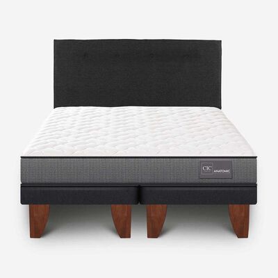 Cama Europea CIC 2 Plazas Anatomic Base Dividida + Respaldo Black