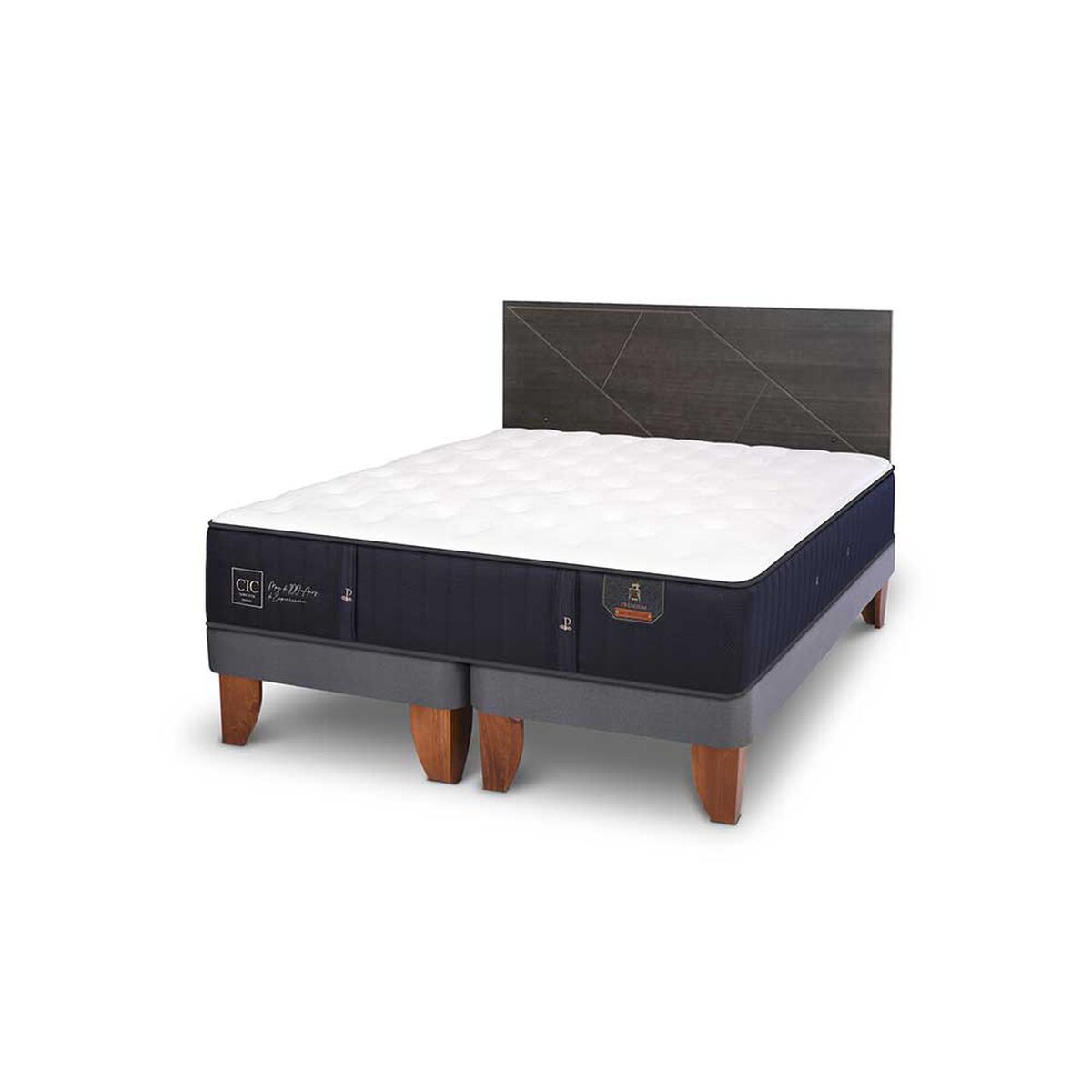Cama Europea CIC Base Dividida 2 Plazas Premium + Respaldo Villarrica
