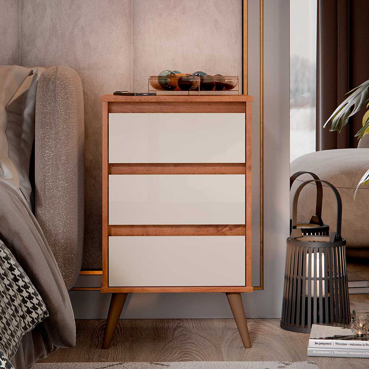 Velador Casanova Wood 3 Cajones Brown