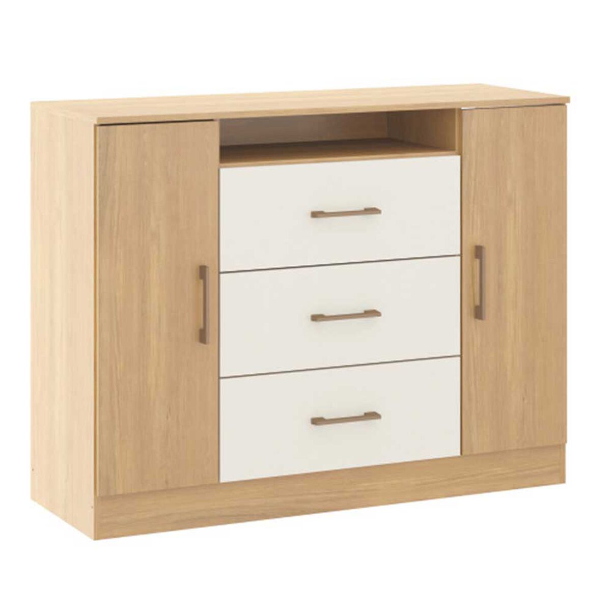 Cómoda Exit 32TVROBE 3 Cajones 2 Puertas Roble Berige