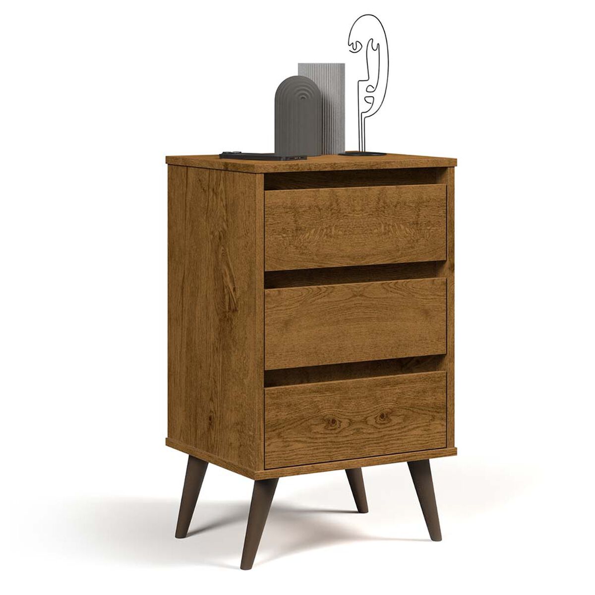 Velador Onessta Wood 3 Cajones Freijo