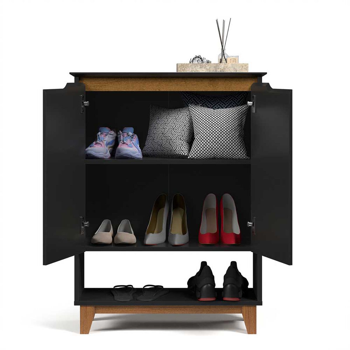 Cómoda Zapatera Onessta Hall 2 Puertas Negro