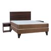 Cama Europea Celta 2 Plazas New Mega Chocolate + Respaldo + 2 Veladores Castilla