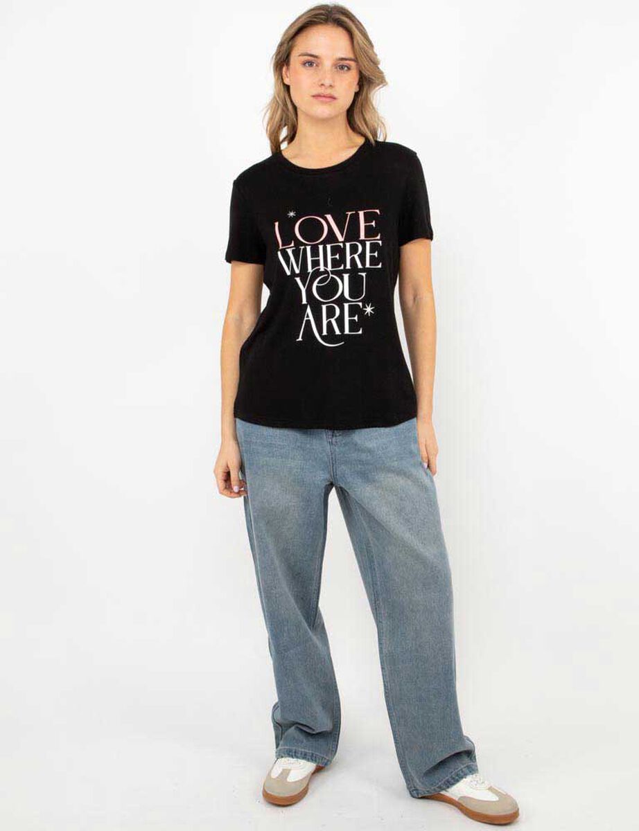 Polera Con Estampado Manga Corta Mujer Icono