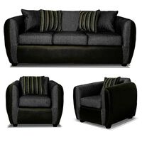 Juego de Living Elegant Detail Oklahoma Sofá 3 Cuerpos + Dos Sillones 1 Cuerpo Gris Oscuro