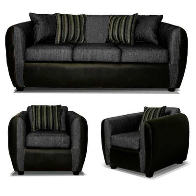 Juego de Living Elegant Detail Oklahoma Sofá 3 Cuerpos + Dos Sillones 1 Cuerpo Gris Oscuro