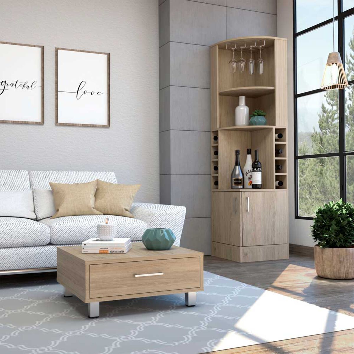 Combo Bar Esquinero + Mesa de Centro TuHome Beijing Wengue