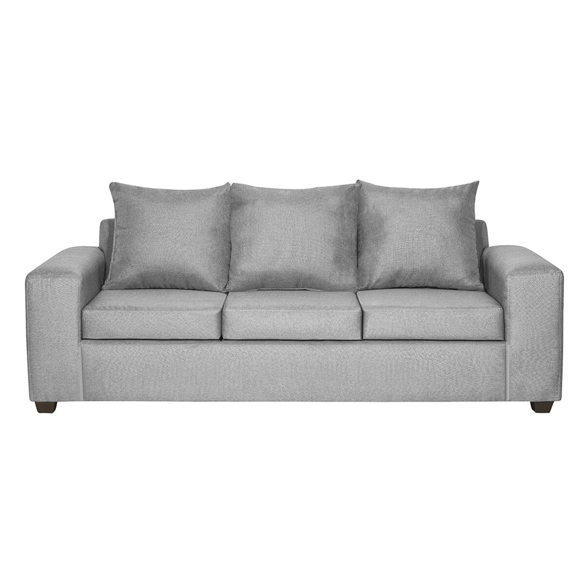 Juego de Living Innovamuebles Kahlo Sofá 3 Cuerpos + Dos Pouf 1 Cuerpo Gris Claro