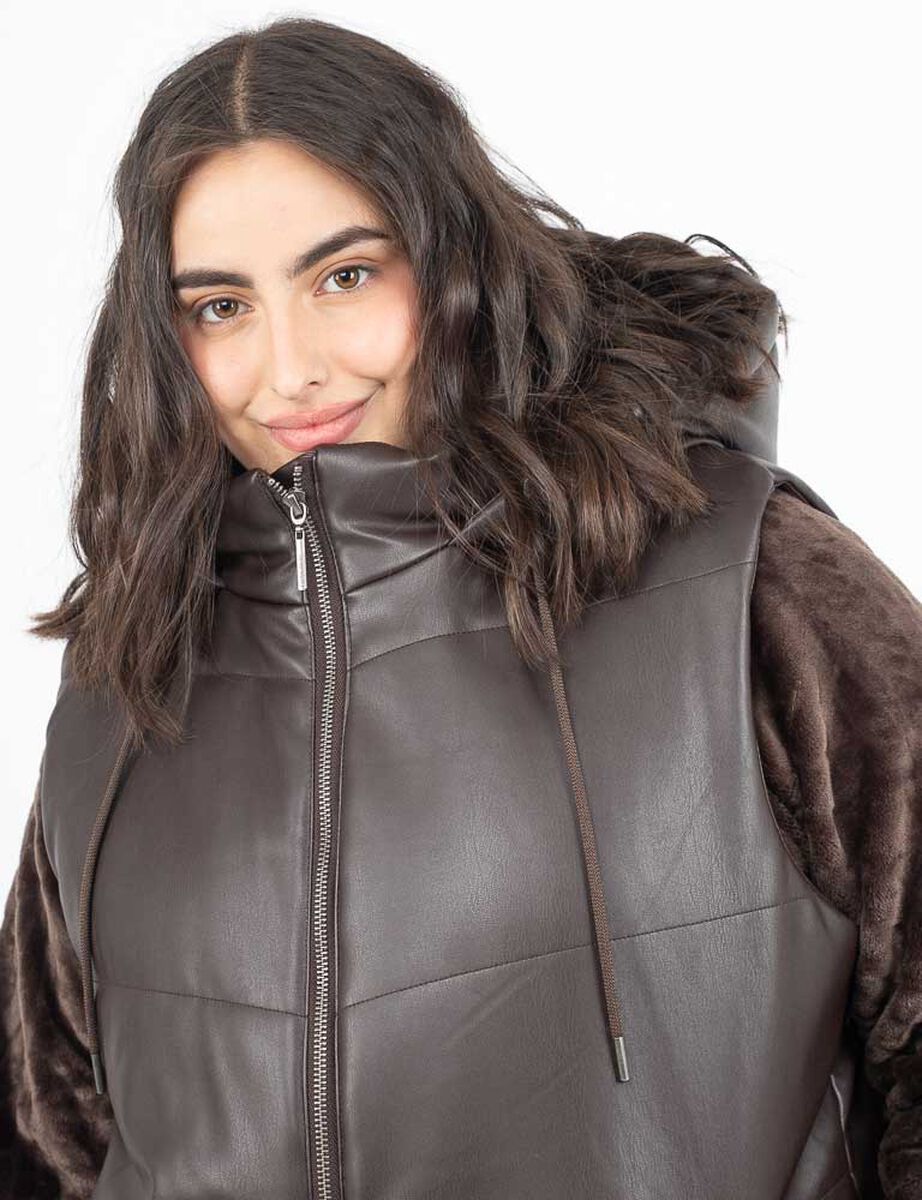 Parka Ecocuero Sin Mangas Mujer Extralindas