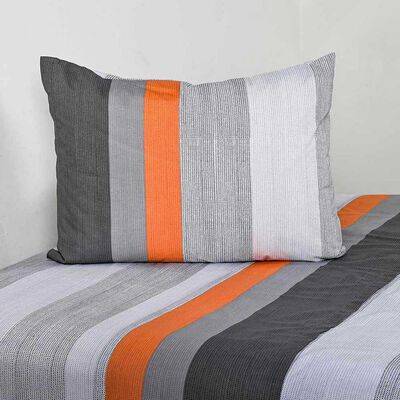 Juego de Sábanas American Family 144 Hilos 1 Plaza Franjas Gris