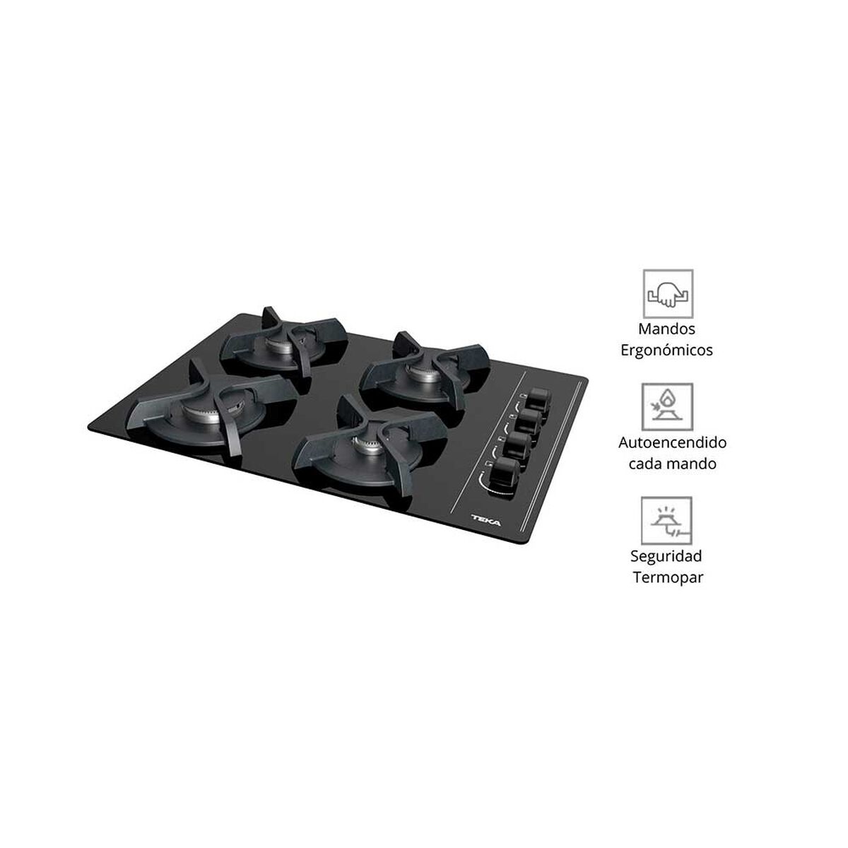 Encimera a Gas Teka GBC 64003 KBB 4 Quemadores