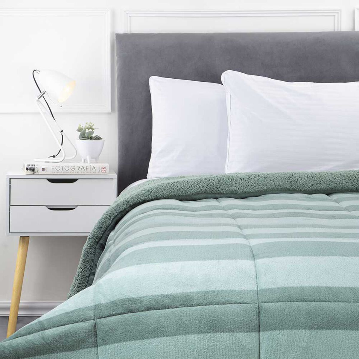 Plumón Coral Estampado Sherpa Casanova 2 Plazas Menta