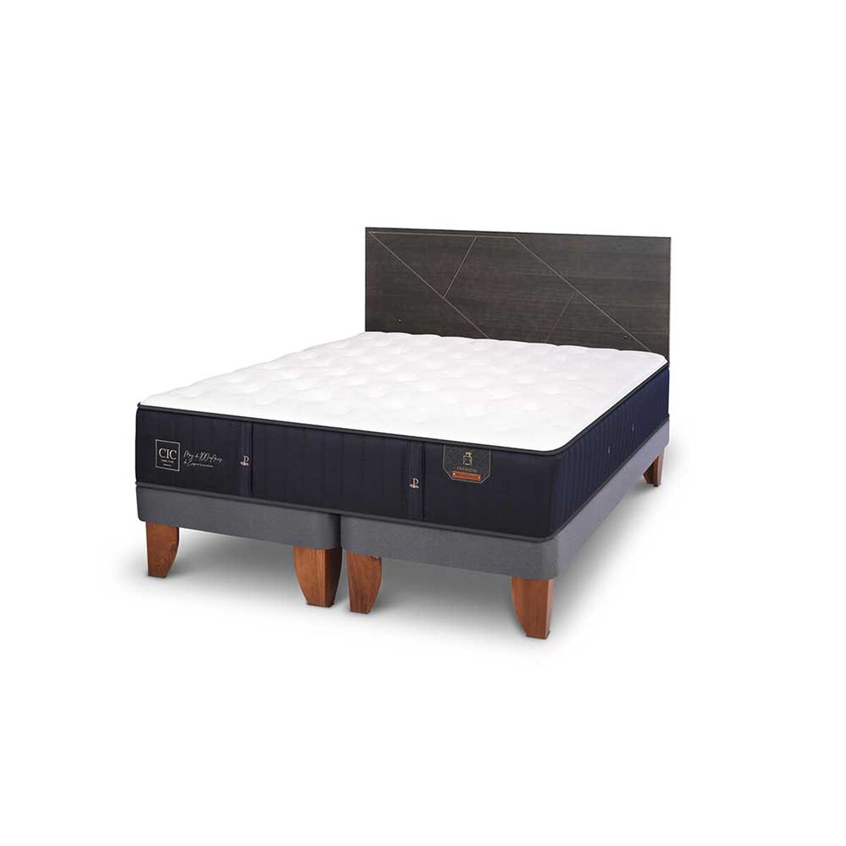 Cama Europea CIC Base Normal King Premium + Respaldo Villarrica