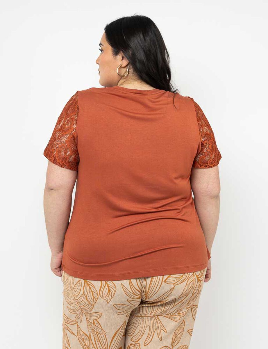 Polera Encaje Manga Corta Mujer Extralindas
