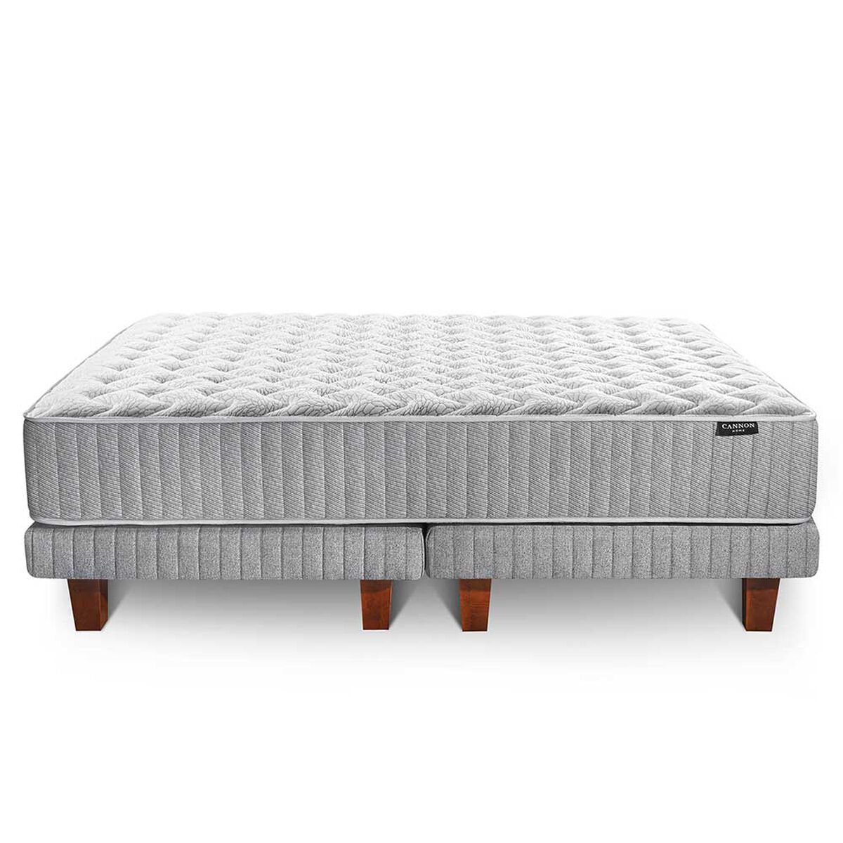 Cama Europea Cannon 2 Plazas Hybrid Cotton + Respaldo Lino Gris