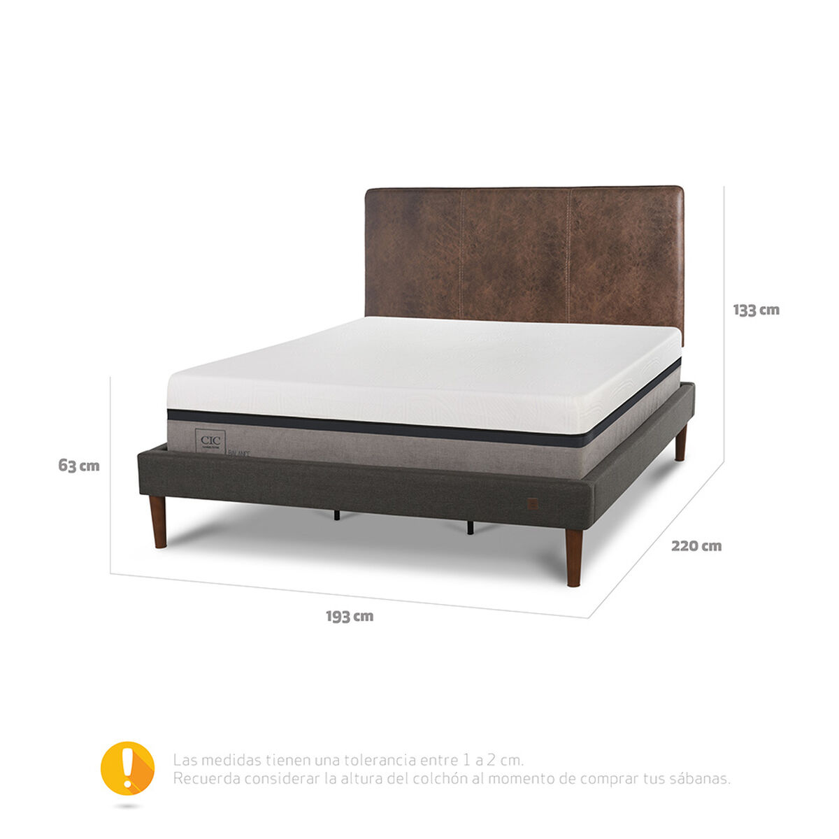 Cama Europea CIC Curve King Balance + Respaldo Baker