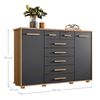 Cómoda Vekkahome Fontana 7 Cajones Gris