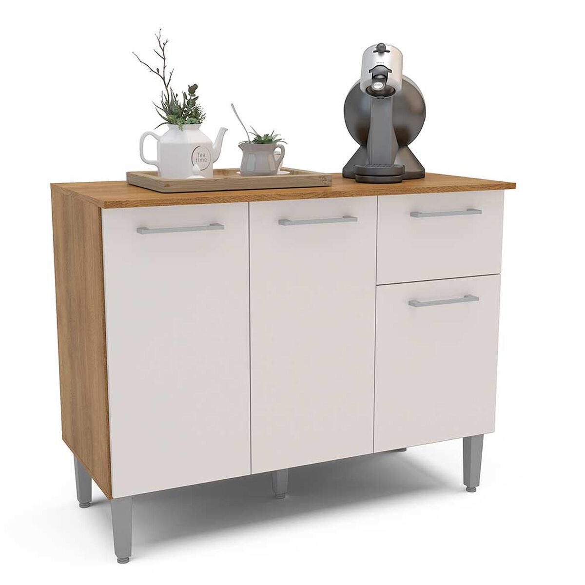 Mueble de Cocina Base Vekkahome Evandro 1 Cajón 3 Puertas Blanco