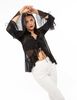Blusa Transparente Con Vuelos Manga Larga Campana Mujer Zibel