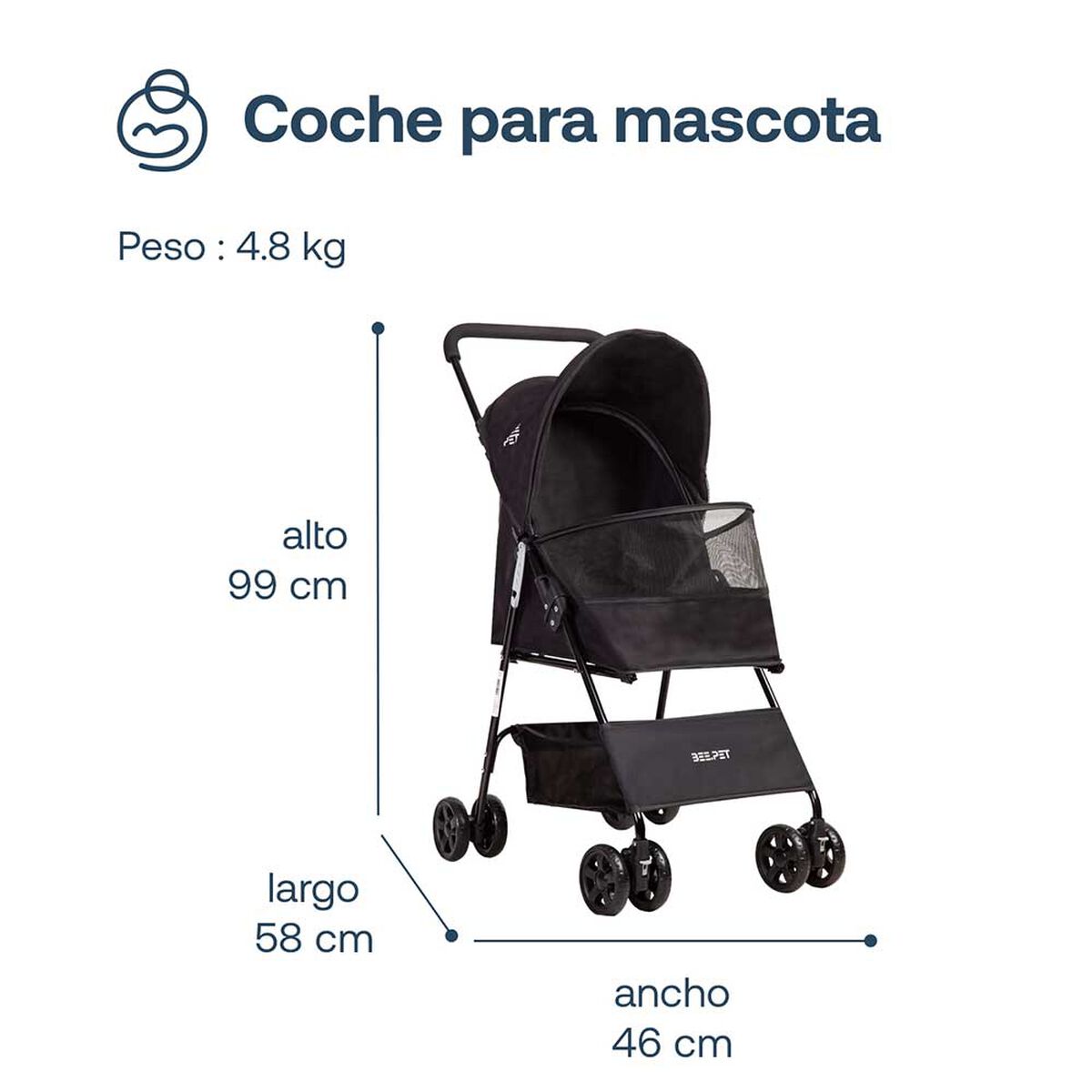 Coche Mascota Negro BP03N Bebesit