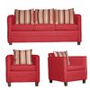 Juego de Living Ruzam Mobel Barcelona Sof&aacute; 3 Cuerpos + Dos Sillones 1 Cuerpo Lino Rojo