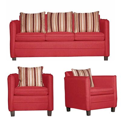 Imagen 1 del producto Juego de Living Ruzam Mobel Barcelona Sofá 3 Cuerpos + Dos Sillones 1 Cuerpo Lino Rojo