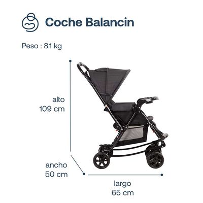 Imagen 2 del producto Coche Paseo Bebe Cuna Balancin SX Negro Melange Bebesit