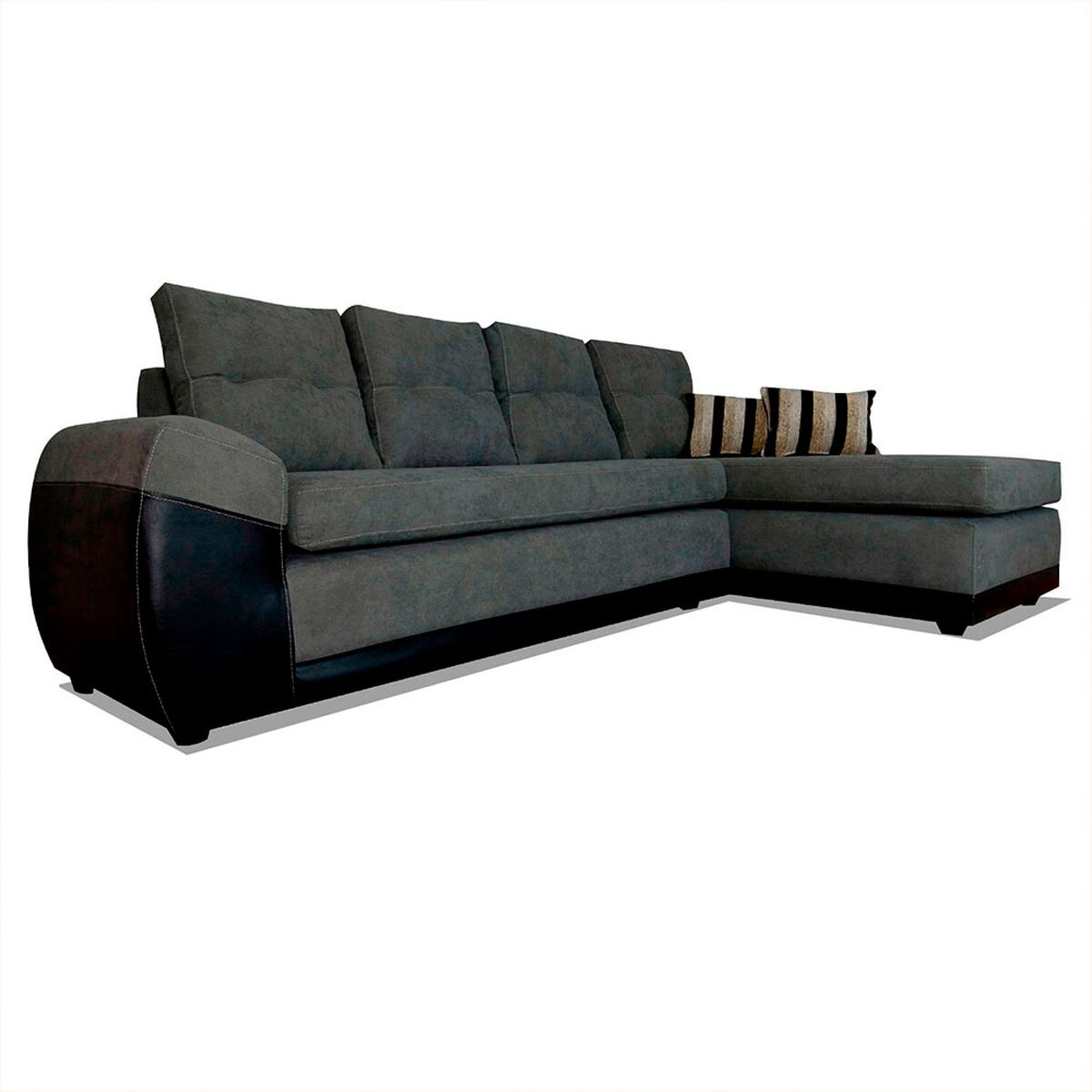 Seccional Derecho Elegant Houston Cheise Tela/PU 5 Cuerpos Gris