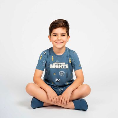 Conjunto Pijama Polera+Short Niño Chess