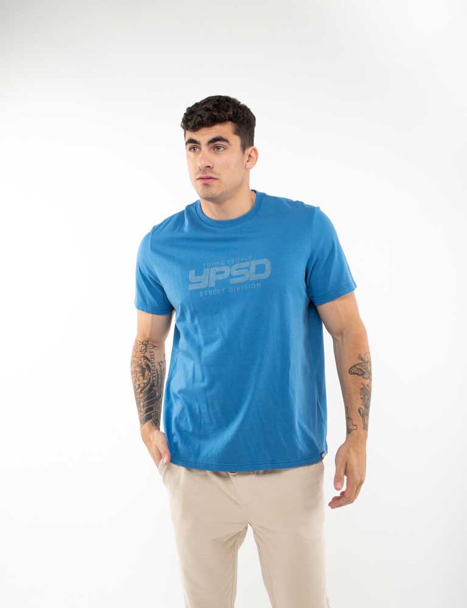 Polera Algodón Con Estampado Manga Corta Hombre Icono