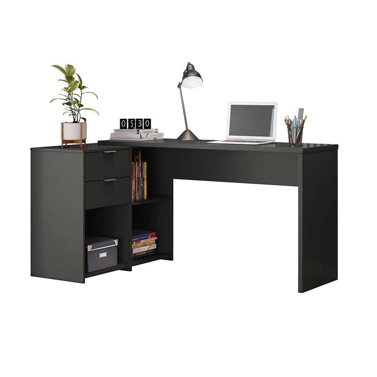 Escritorio Home Mobili Valencia 2 Cajones Negro
