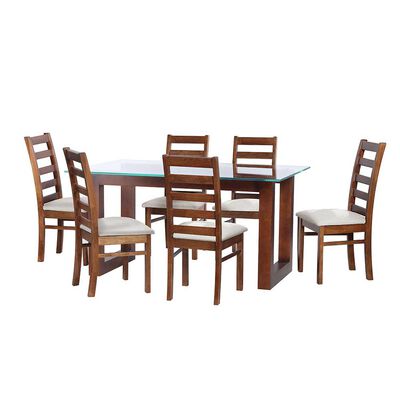 Juego de Comedor Latam Home Pamplona Oviedo 6 Sillas Cuero Caf&eacute; Moro