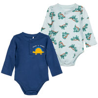 Pack 2 Body Manga Larga Chess Baby celeste, crudo