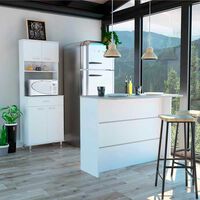 Combo Mueble Microondas + Barra de Cocina TuHome Kitchen Blanco