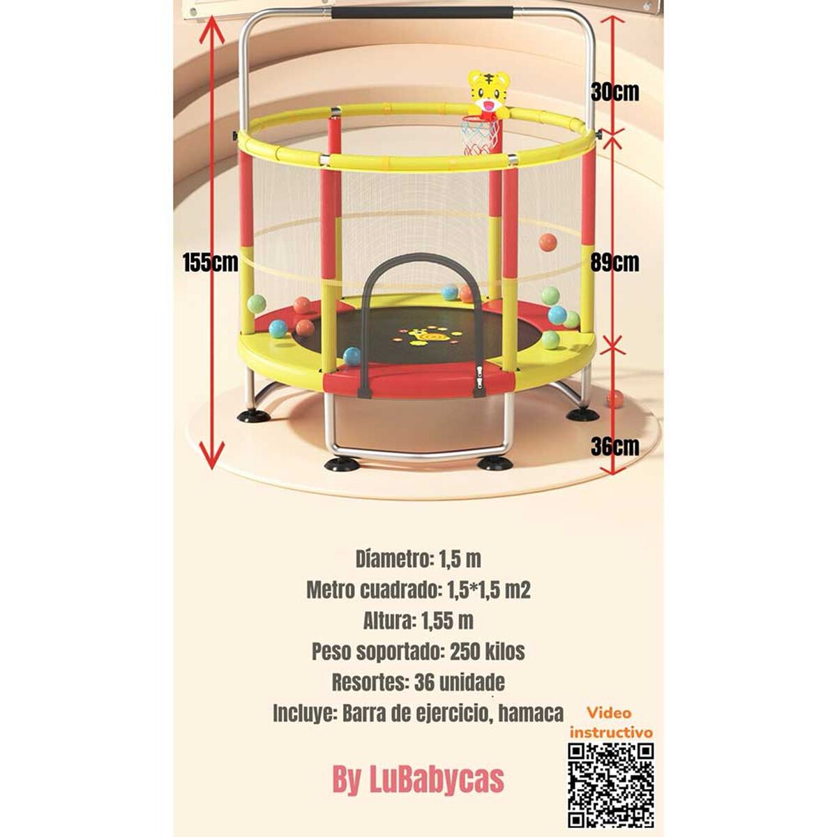 Cama Elástica Lubabycas Air 150 cm más Juegos