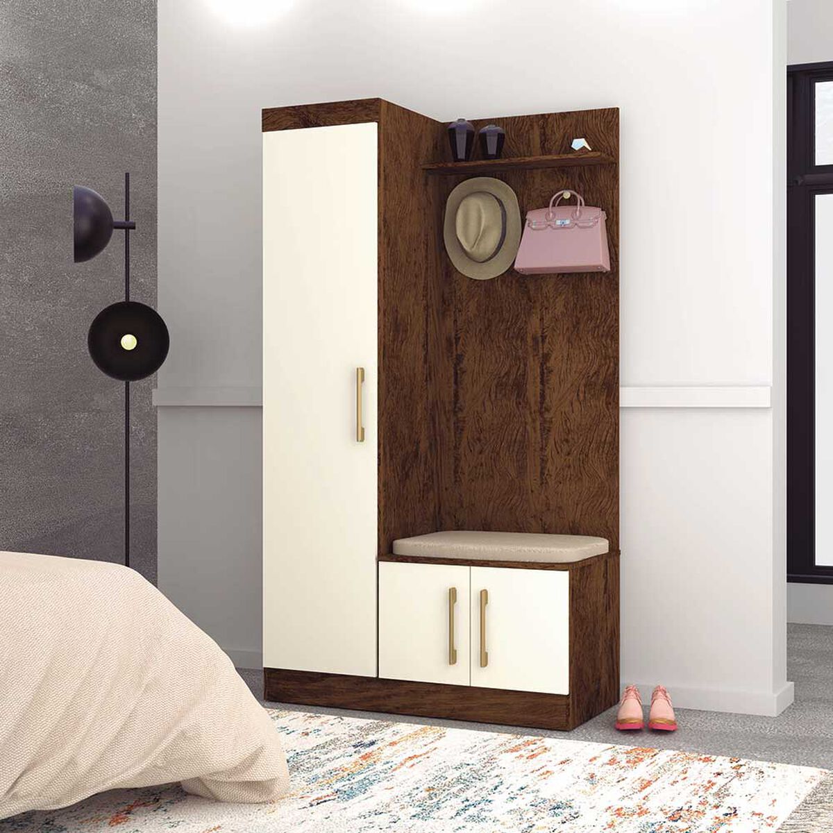Clóset Perchero Jdo & Design Niteroi Champagne 3 Puertas