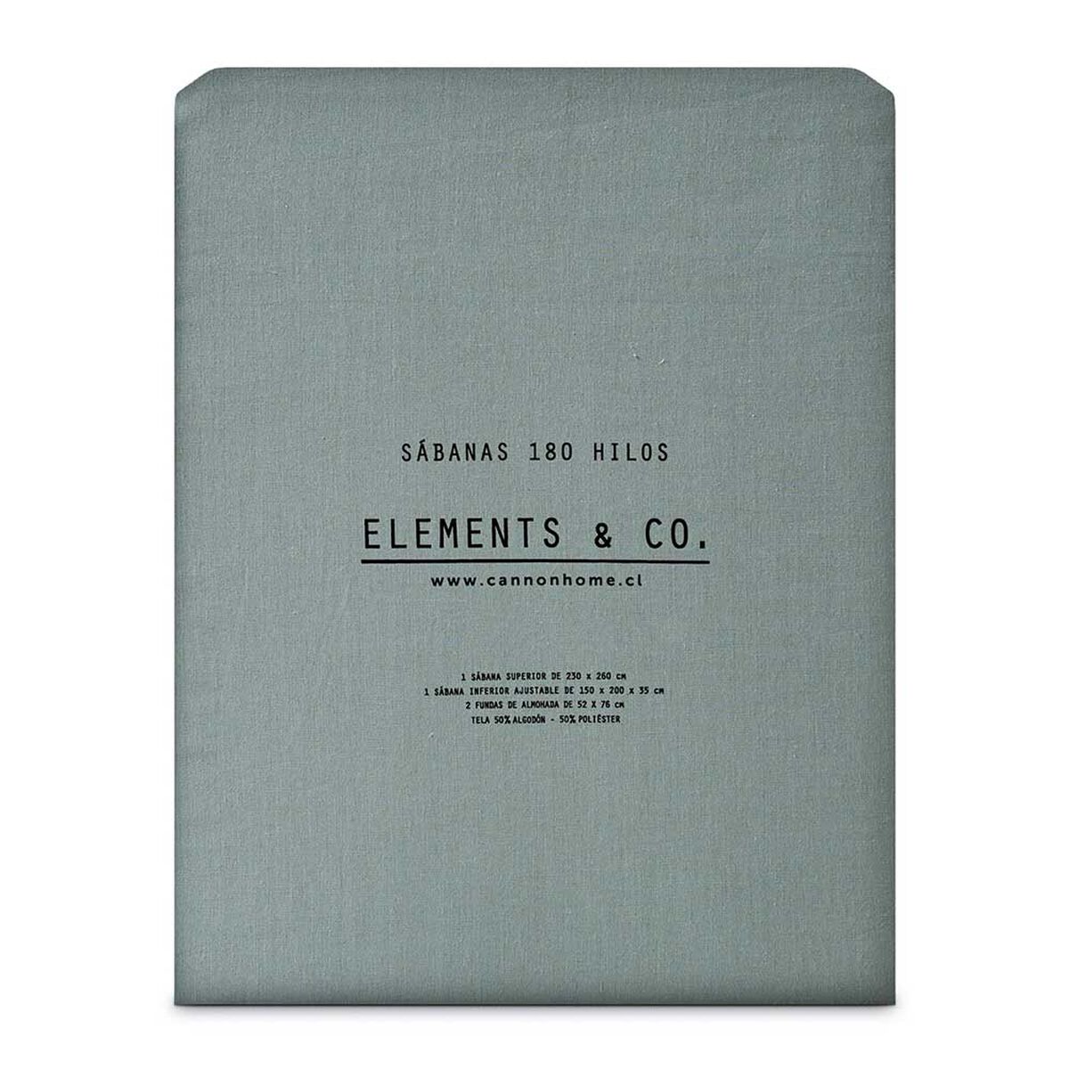 Juego de S&aacute;banas Elements & Co 180 Hilos King Liso Rain
