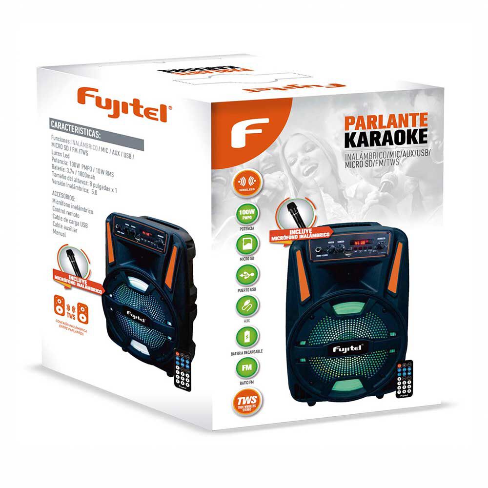 FUJITEL Parlante Karaoke Fujitel I160KARAOKEBT8L1 Negro | Abc