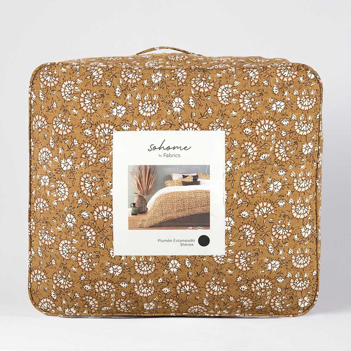 Plumón Estampado Sherpa SoHome 1,5 Plazas India Ocre