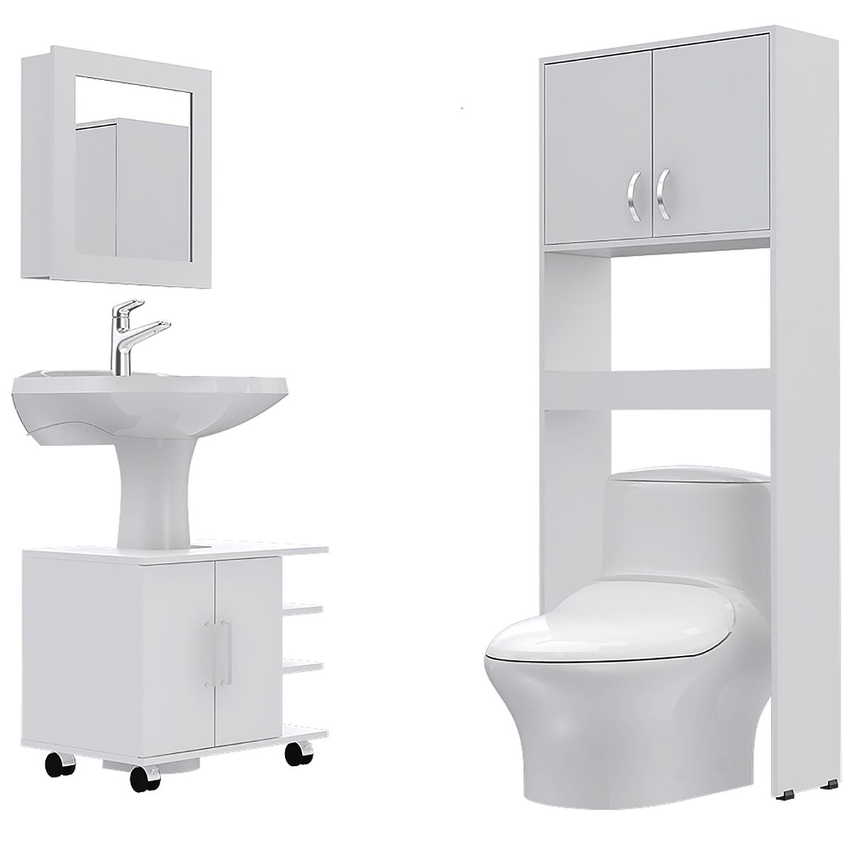 Mueble Lavamanos + Botiquín + Mueble Optimizador Tuhome