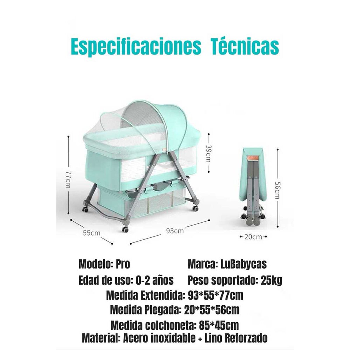 Cuna Moisés con Accesorios Gris Lubabycas