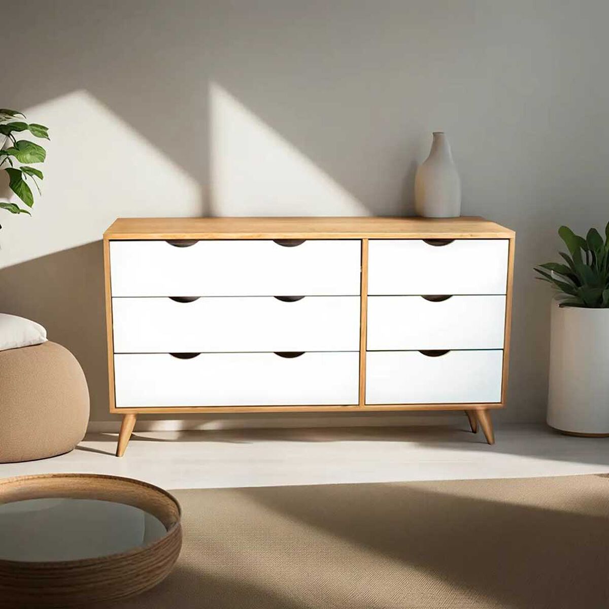 Cómoda Vekkahome Luna 6 Cajones Café
