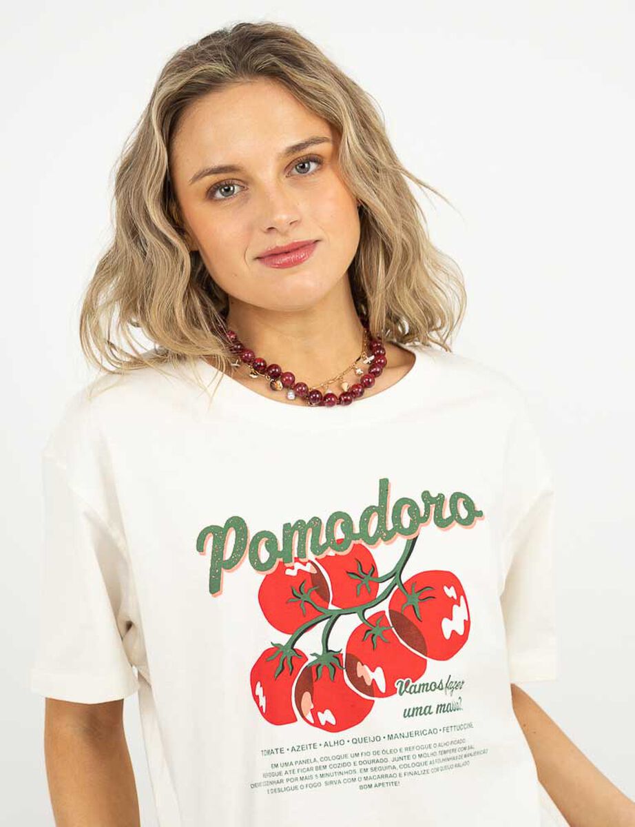 Polera Con Estampado Manga Corta Mujer Icono