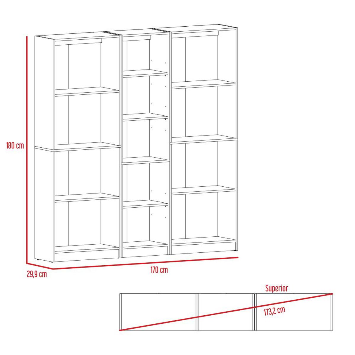 2 Estantes 4 Repisas + Estante 45 cm TuHome Home Wengue